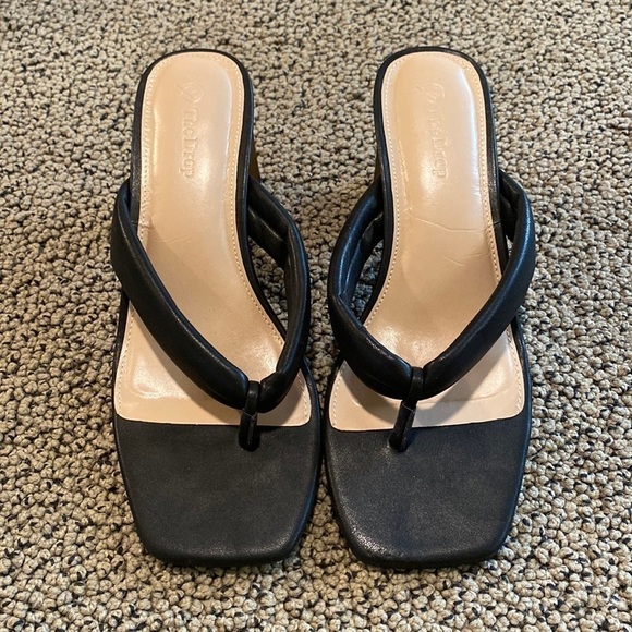 NWOT The Drop Square Toe Black Heeled Sandals Size 7.5- Amazing! - Picture 1 of 7